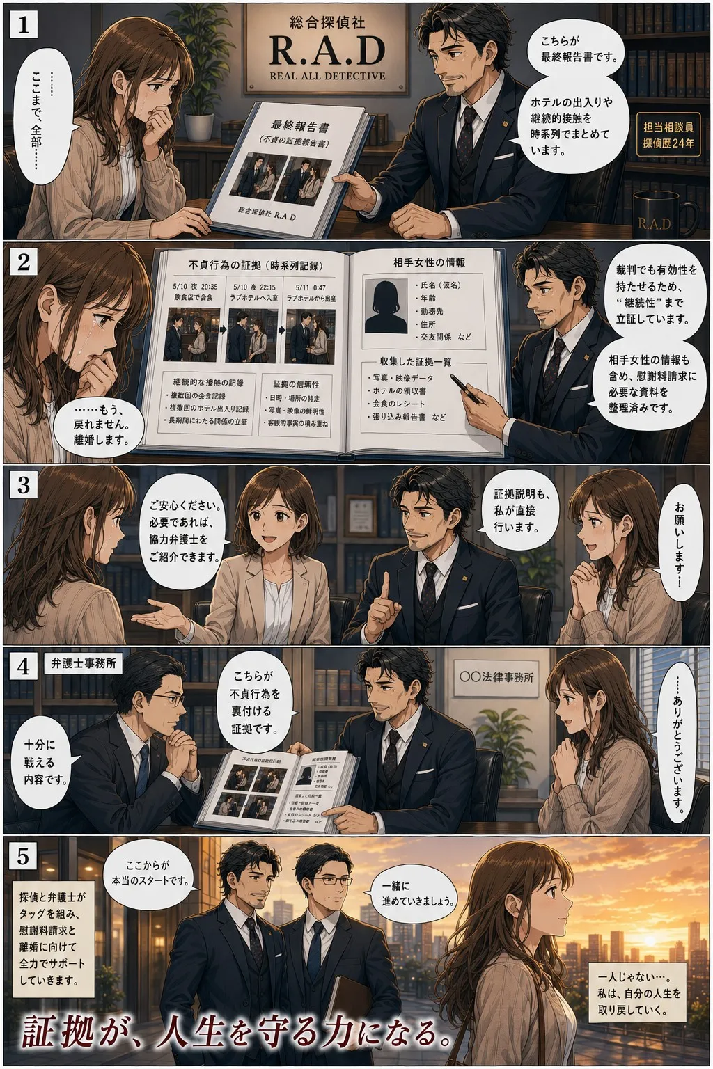 浮気調査 漫画⑤：弁護士紹介と問題解決